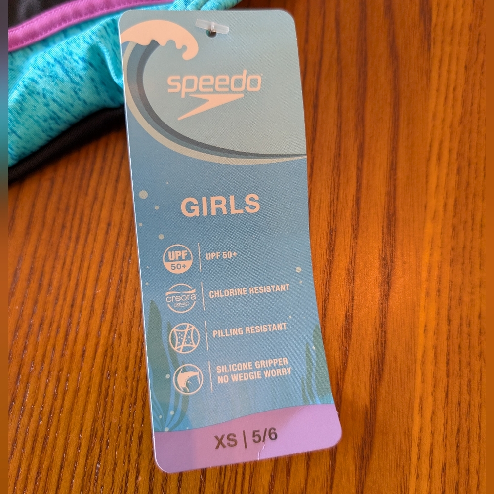 Speedo Girls Purple and Teal 1 Piece Swimsuit, Size XS (5-6) - NEW - Picture 5 of 8